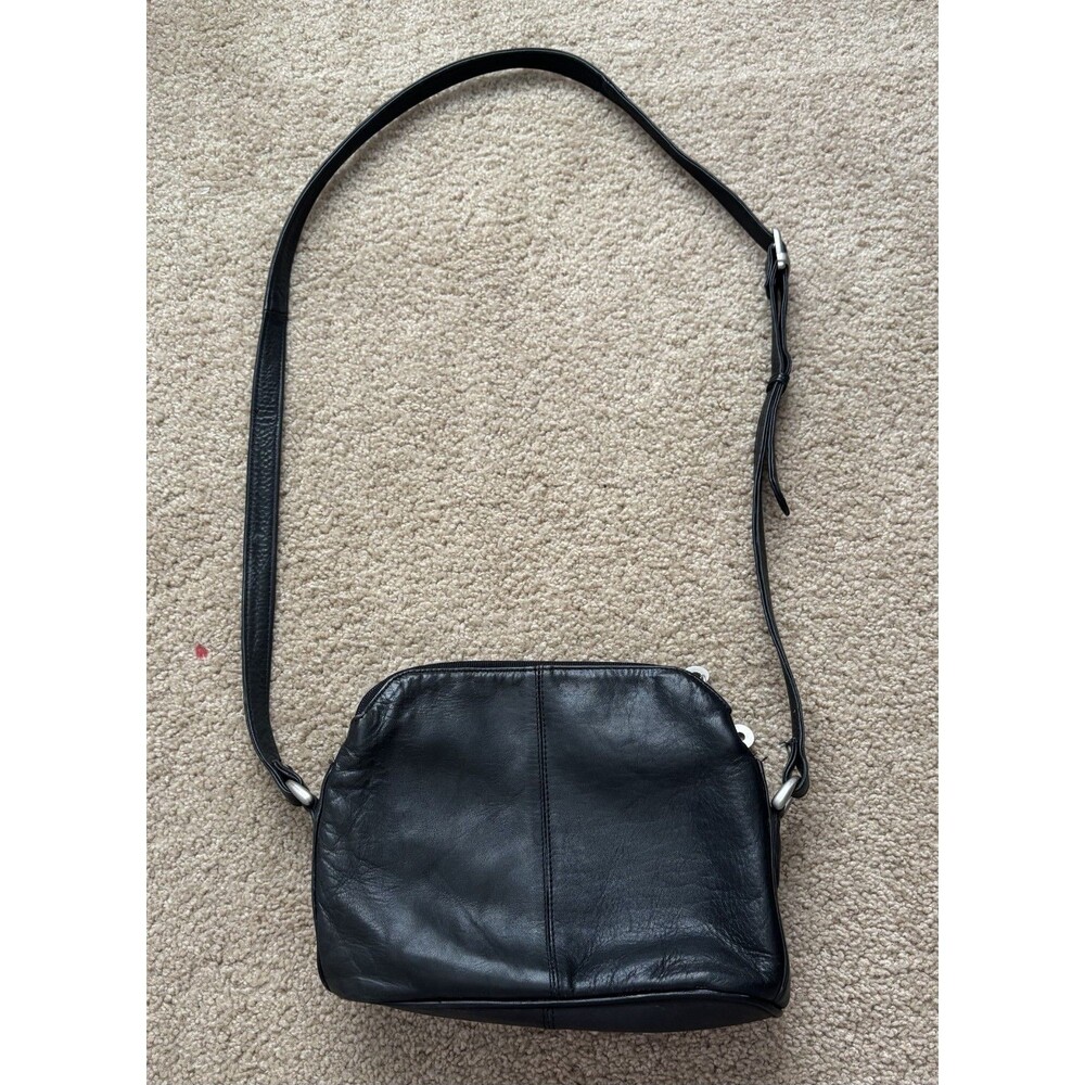 Vintage Wilsons Leather Crossbody Bag Black Genuine Minimalist Vintage 3 pocket
